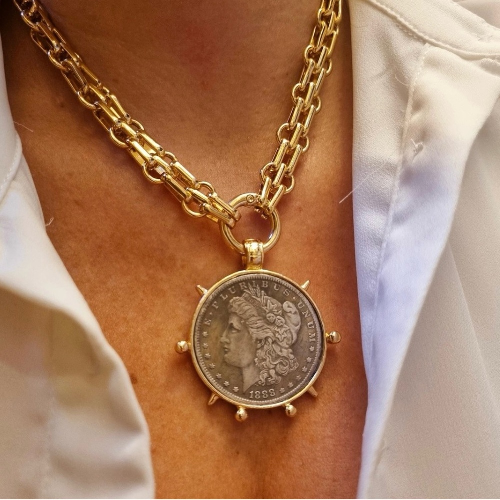 18” chain length Vintage-Inspired Gold Coin Necklace